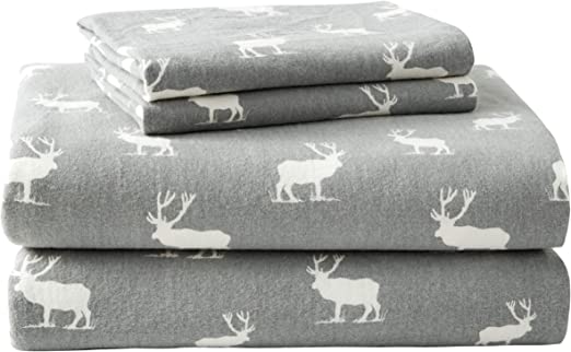 Eddie Bauer - Flannel Collection - Cotton Bedding Sheet Set, Pre-Shrunk & Brushed for Extra Softness, Comfort, and Cozy Feel, Queen, Elk Grove