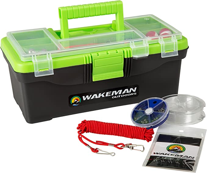 Wakeman Fishing Single Tray Tackle Box 55 Pc Tackle Kit