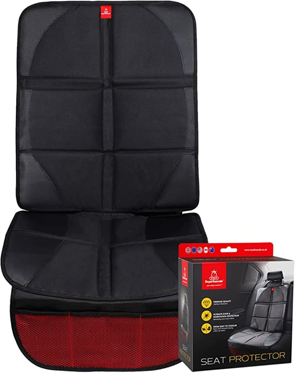 ROYAL RASCALS Car Seat Protector for Child Seats - Protects Upholstery from Stains & Damage with Padded Cover - Organiser Pockets - Universal & fits Isofix - Forward and Rear Facing Baby Seat Liner