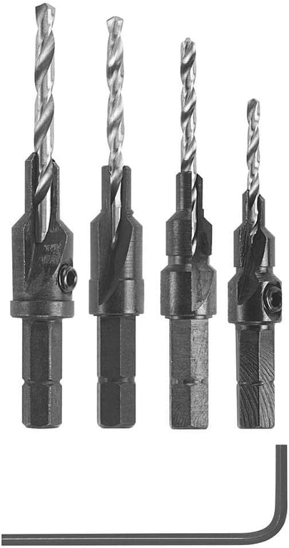 BOSCH SP515 5 Piece Hex Shank Countersink Drill Bit Set with #6, 8, 10, and #12