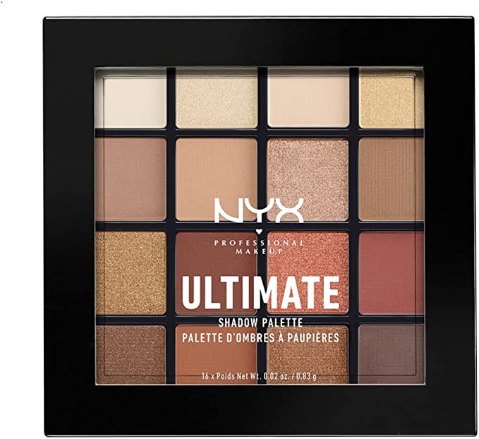 NYX Professional Makeup, Shadow Palette, 16 Matte, Satin and Metallic Shades, Warm Neutrals, 0.83 g