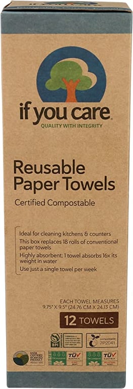 IF YOU CARE Natural Reusable Paper Towels, 12 Count