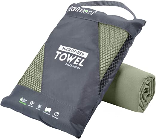 Rainleaf Microfiber Towel,Perfect Sports & Travel &Beach Towel. Fast Drying - Super Absorbent - Ultra Compact-Antimicrobial. Suitable Camping, Gym, Beach, Swimming, Backpacking.