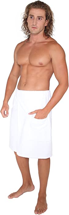 Arus Men's Organic Turkish Cotton Adjustable Closure Spa Shower and Bath Wrap