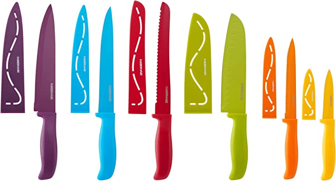 Farberware 12-Piece Non-Stick Resin Cutlery Knife Set, Multicolor