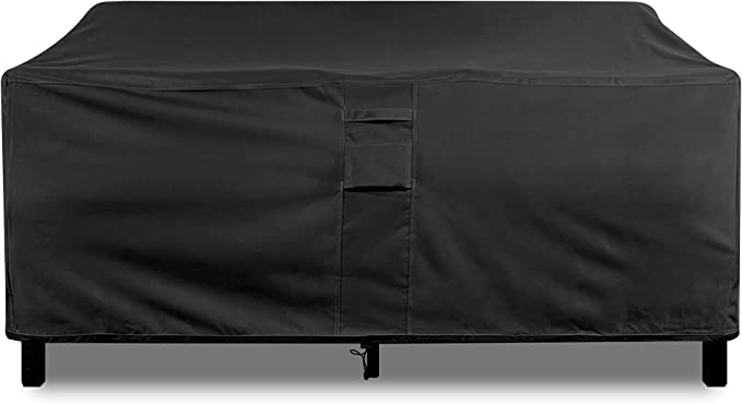 KHOMO GEAR - Panther Series - Waterproof Heavy Duty Outdoor Lounge Loveseat Sofa Patio Cover - Medium - 2 & 3 Seats, Black