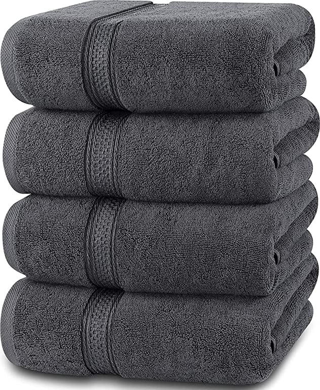 Utopia Towels - Premium Bath Towels (69 x 137 cm, Pack of 4) 100% Ring-Spun Cotton Towel Set for Hotel and Spa, Maximum Softness and Highly Absorbent (Grey)
