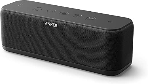 Anker Soundcore Boost Bluetooth Speaker with Well-Balanced Sound, BassUp, 12H Playtime, USB-C, IPX7 Waterproof, Wireless Speaker with Customizable EQ via App, Wireless Stereo Pairing (Upgraded)