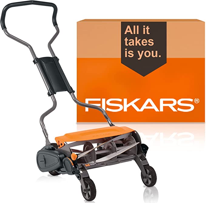Fiskars 362050-1001 StaySharp Max Reel Push Lawn Mower, Eco Friendly, 18” Cut Width, 18 Inch, Black
