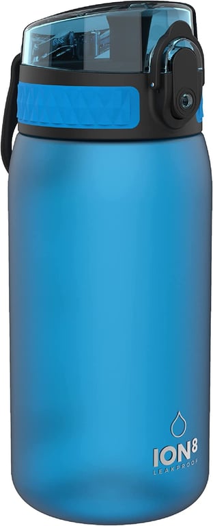ion8 Pod Bottle 350 ml, Durable Water Bottle, Leakproof Sport Flask with Fast Flow for Rapid Hydration, BPA Free Plastic Bottle with Carrying Loop and flip lid (Colour: Blue)