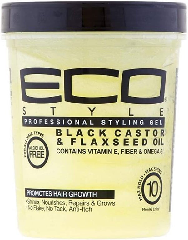 Beauty Logica Eco Style Gel Black Castor & Flaxseed Oil, 32 oz