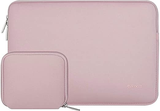 MOSISO Laptop Sleeve Compatible with MacBook Air 13 inch M2 A2681 M1 A2337 A2179 A1932 2022-2018/Pro 13 M2 M1 A2338 A2251 A2289 A2159 A1989 A1706 A1708, Neoprene Bag with Small Case, Baby Pink