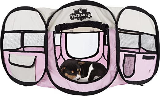 Pop-Up Puppy Playpen and Cat Tent- Portable Pet Playpen for Dogs and Cats by Petmaker, 31.5" x 31.5" x 22"