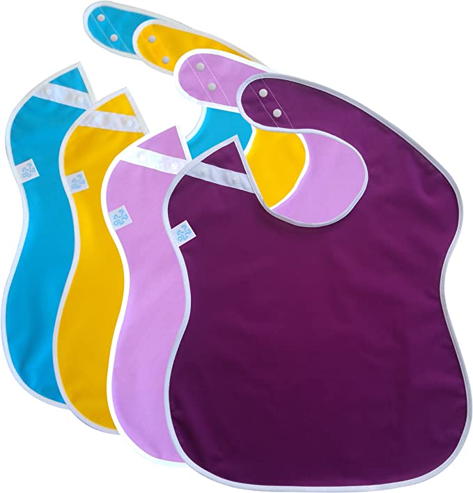 Toppy Toddler Large Waterproof Baby Bibs with Snap Buttons, Boys and Girls Bib Packs, 1-4 years