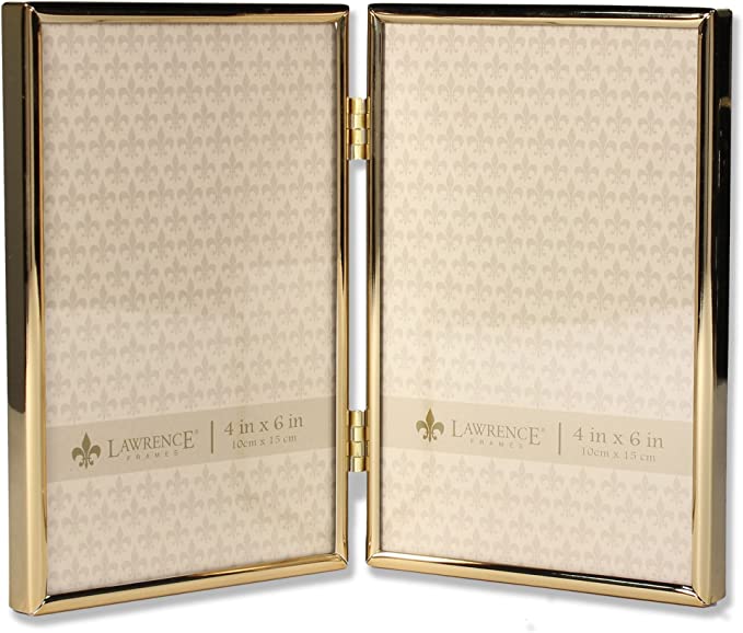 Lawrence Frames 4x6 Hinged Double Simply Gold Metal Picture Frame