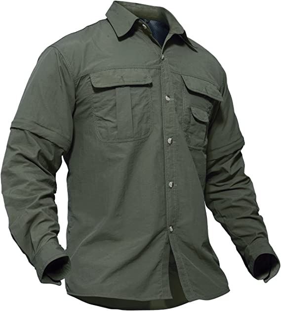 TACVASEN Men's Breathable Quick Dry UV Protection Solid Long Sleeve Shirt