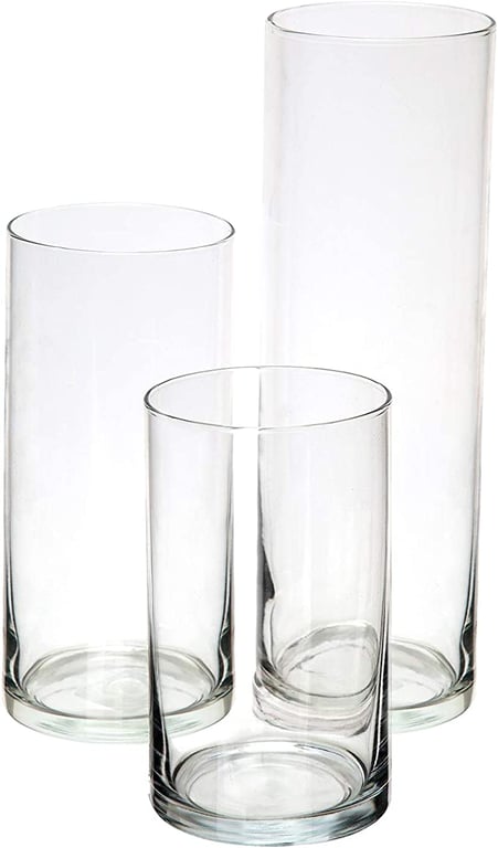 Glass Cylinder Vases Set of 3 Decorative Centerpieces for Home or Wedding by Royal Imports
