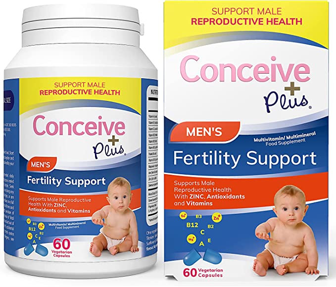 CONCEIVE PLUS Fertility Supplements for Men | 30-Day Supply | Zinc, Folate, Maca Root, Selenium | Semen Volumizer | Male Fertility Support Pills (60 Capsules)
