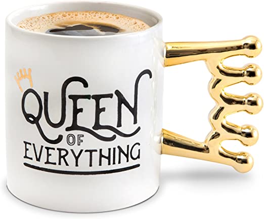 BigMouth Inc Queen of Everything Mug, Holds 20oz, Ceramic Cup for Coffee and Tea with Handle, Funny Novelty Cup White