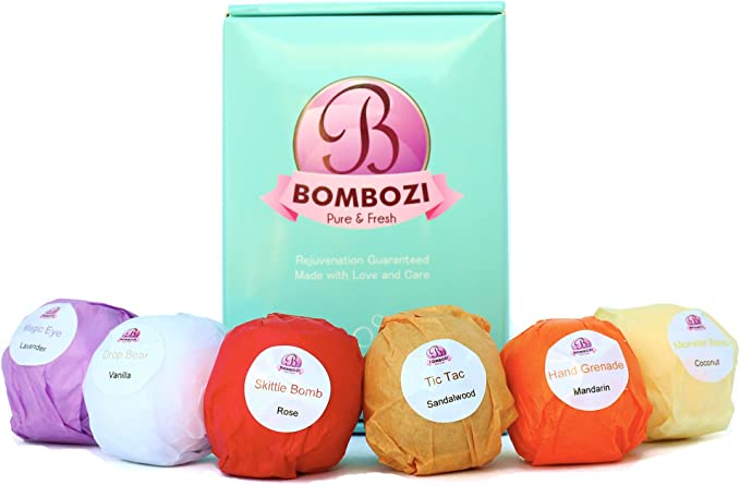 Bath Bombs Gift Set - Bombozi |Luxury Assorted Essential Oils Bath Bomb Kit With Shea Butter - Skin Moisturizer |Mothers Day,Women, Girls, Wife |Organic, Handmade, Cruelty Free| 6 x 2.5 oz