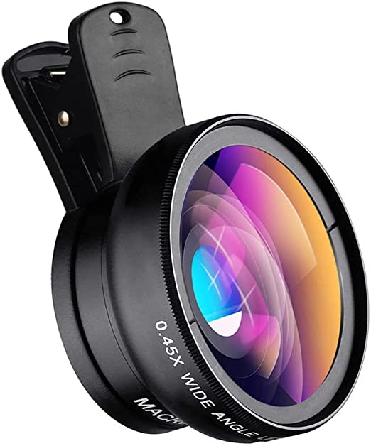 APEXEL Universal Phone Cameras Lens Kit 0.45 X Wide Angle Lens 140° + 12.5 X Macro Lens Clip-On iPhone Lens for iPhone 8 7 6 Plus Samsung and Most Android Smartphones