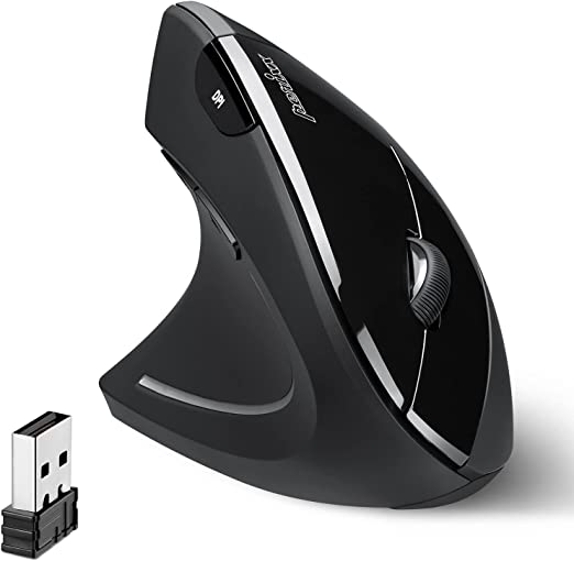 Perixx PERIMICE-713L Left Handed Ergonomic Wireless Vertical Mouse - 800/1200/1600 DPI - Recommended with RSI User