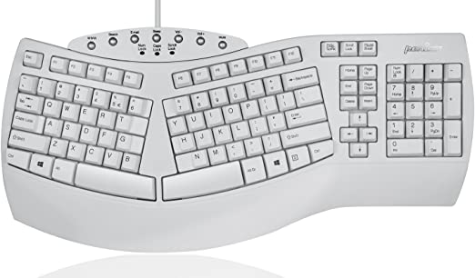 Perixx PERIBOARD-512W Periboard-512 Ergonomic Split Keyboard - Natural Ergonomic Design - White - Bulky Size 19.09"X9.29"X1.73", US English Layout