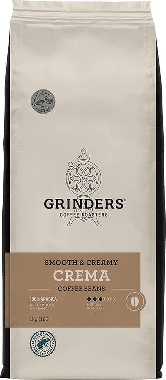Grinders Coffee, Crema, Roasted Beans, 1kg