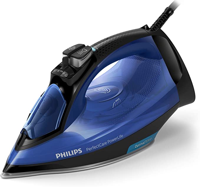 Philips PerfectCare Steam Iron with SteamGlide Plus Soleplate, 2400W, 180g Steam Boost, Blue/Black, GC3920/24