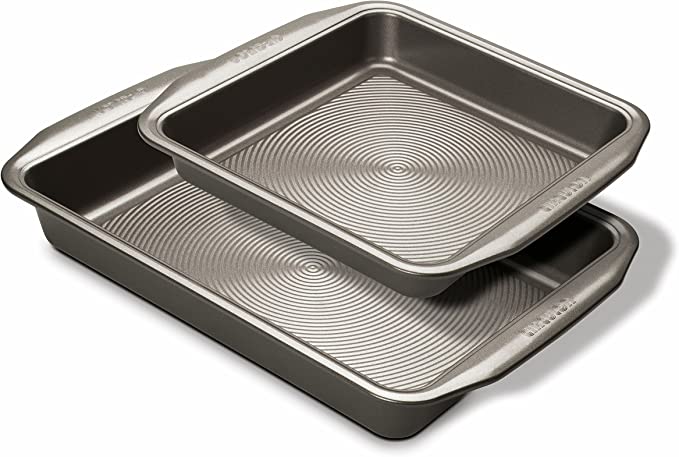 Circulon Momentum Deep Baking Trays Set of 2 - Non Stick Roasting Tins, Durable Dishwasher Safe Bakeware, 39 x 25.5cm & 25.5cm Square, Grey