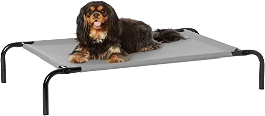 Amazon Basics Cooling Elevated Pet Bed, Small (36 x 22 x 7.5 Inches), Grey