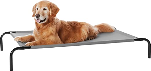 Amazon Basics Cooling Elevated Dog Bed with Metal Frame, Large, 51 x 31 x 8 Inches, Grey