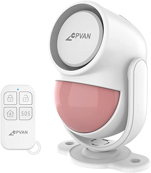 CPVAN Motion Sensor Alarm with Siren, Remote Control Wireless Infrared DIY PIR Motion Detector Burglar Alarm System -125dB-Battery Operated- Indoor Ideal of Shop/Office/Home Security-CP2