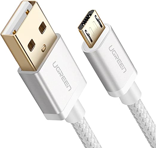 UGREEN Micro USB Cable Nylon Braided, Micro USB to USB 2.0 High Speed Android Charger Cable for Samsung Galaxy S7 S6, Note, LG, Nexus, Nokia, Kindle, PS4 Controller, Xbox One Controller (2M, White)