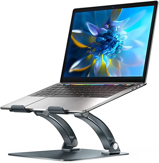 Nulaxy Laptop Stand, Ergonomic Adjustable Laptop Riser Compatible with MacBook Pro, Air, Pro, Dell XPS, Samsung, 10-17" Notebook and Tablet, Laptop Stand for Desk, Supports Up to 22 Lbs-Space Grey