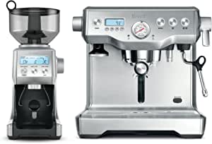 Breville The Dynamic Duo Espresso Machine with Grinder, Brushed Stainless Steel BEP920BSS