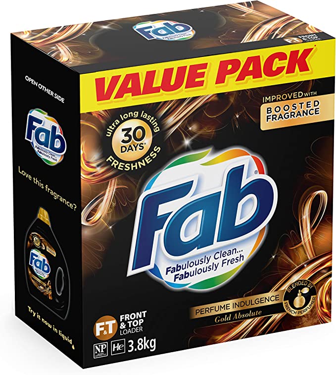 Fab Perfume Indulgence Gold Absolute Laundry Powder Detergent, 3.8 Kilograms