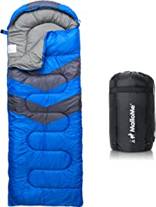 MalloMe Camping Sleeping Bag - 3 Season Warm & Cool Weather - Summer, Spring, Fall, Lightweight, Waterproof for Adults & Kids - Camping Gear Equipment, Traveling, and Outdoors