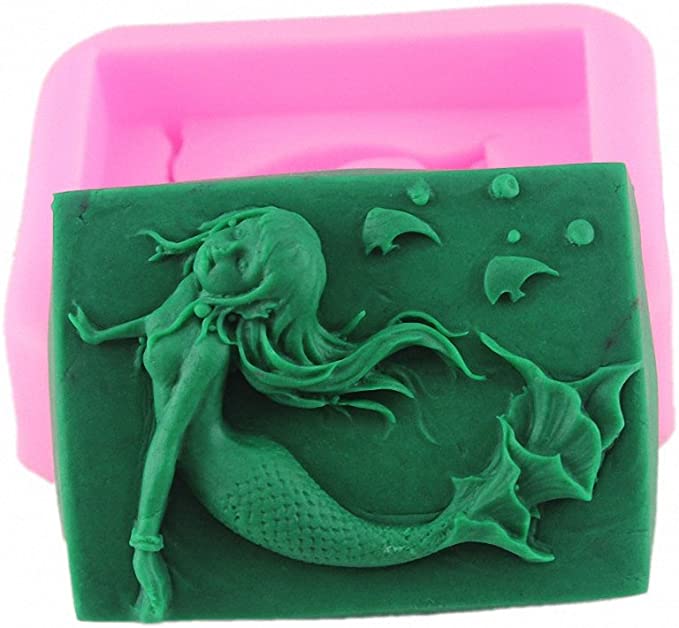 Mermaid with Fishes Soap Mold - MoldFun Sea Themed Silicone Mold for Handmade Soaps Lotion Bars Bath Bombs Wax Crayon Polymer Clay Plaster of Paris