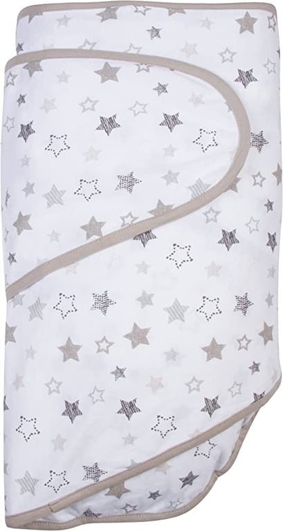Miracle Blanket Baby Sleep Wearable Swaddle Wrap for Newborn Infant Boy or Girl 0-3 Months, Gray Stars