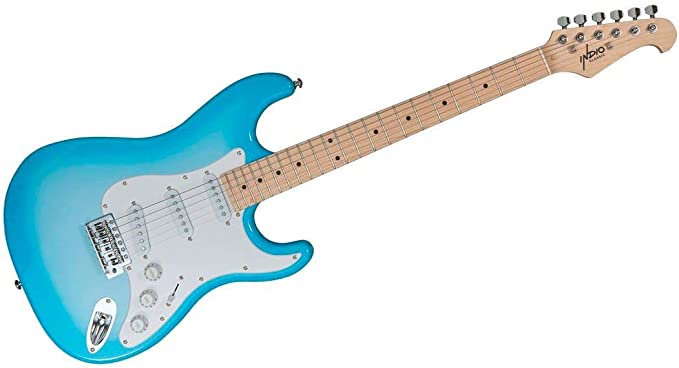Monoprice Cali Classic Electric Guitar - Blue Burst, 6 Strings, Double-Cutaway Solid Body, Right Handed, SSS Pickups, Full-Range Tone, With Gig Bag, Perfect for Beginners - Indio Series