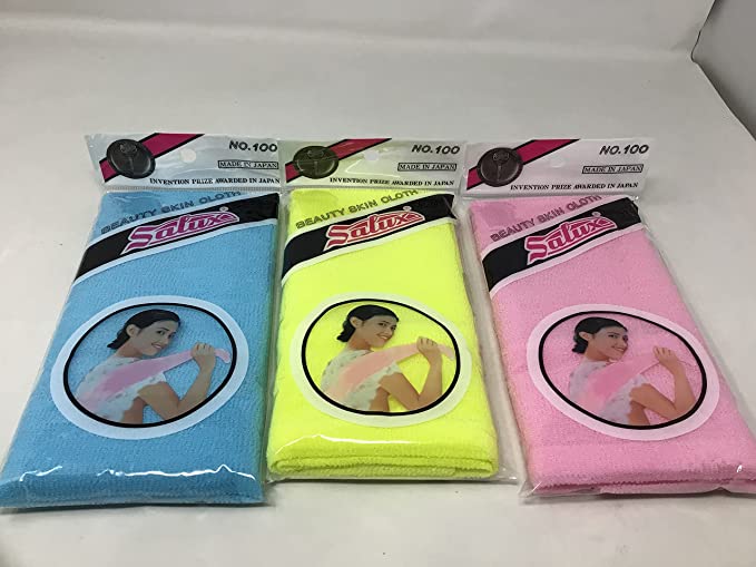 Salux Nylon Japanese Beauty Skin Bath Wash Cloth/towel 3pcs mix