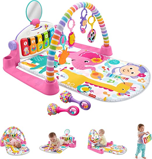 Fisher-Price Deluxe Kick and Play Piano Gym and Maracas - Pink