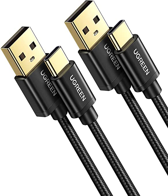 UGREEN USB C Cable [2-Pack, 1M] Type C Charger Fast Charging QC3.0 USB A to C Cable, Nylon Type C Cord Compatible with Samsung Galaxy S21 S20 S10 Note 10, LG V50, Pixel, Switch, PS5, GoPro Hero, Black