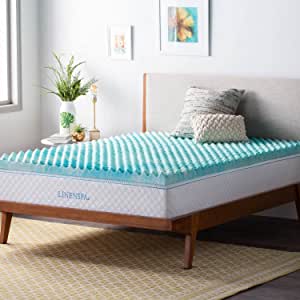 Linenspa LS30TT30CSGT 3 Inch Convoluted Gel Swirl Memory Foam Mattress Topper - Promotes Airflow - Relieves Pressure Points - Twin