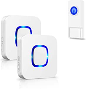 Coolqiya Wireless Doorbell Chime for Home with 1 Remote Waterproof Door Bell and 2 Plugin Receivers, 1000 Feet Long Range Transmission, No Battery Required for Receiver Over 50 Chimes