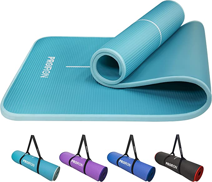 PROIRON Yoga Mat Eco Friendly NBR All-Purpose 10mm Thick Non-Slip Exercise Mat High Density Anti-Tear Pilates Mat with Carrying Strap for Yoga Pilates and Gymnastics - 183cm x 66cm x 1cm - 4 Colours(Only official brand : PROIRON)