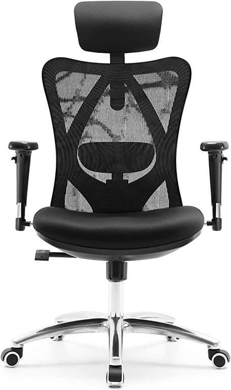 SIHOO Office Chair with Pattern Mesh, TPU Armrests, Desk Chair in Ergonomic Design Classic Style for Home Office(Black)