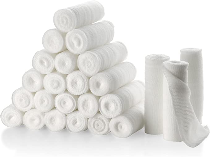 Gauze Bandage Rolls - Pack or 24, 4” x 4 Yards Per Roll of Medical Grade Gauze Bandage and Stretch Bandage Wrapping for Dressing All Types of Wounds and First Aid Kit by MEDca