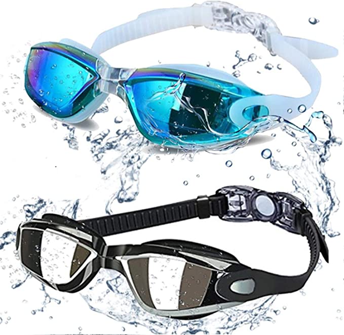 Swimming Goggles Swim Goggles, Pack of 2 - ALLPAIPAI Professional Anti Fog No Leaking UV Protection Wide View Swim Goggles For Women Men Adult Youth Kids